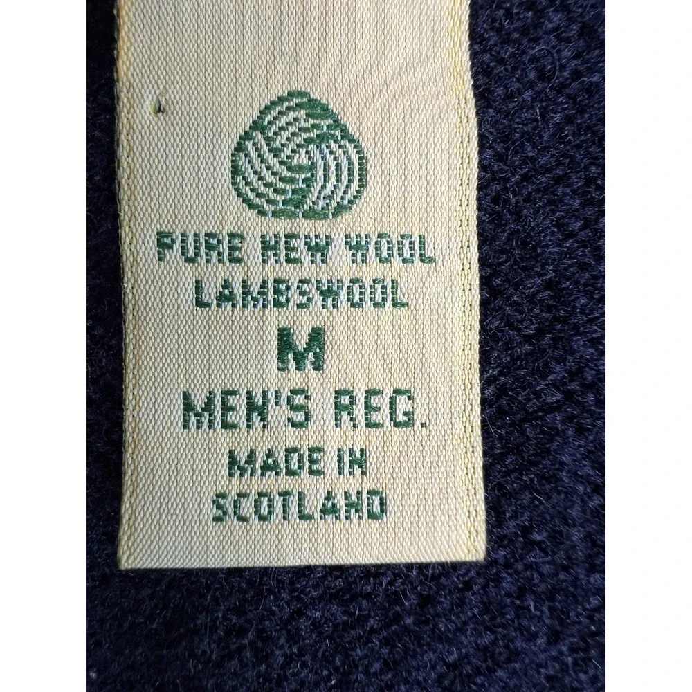 LL Bean Lambswool V Neck Vest Mens Medium Navy Made in Scotland Preppy Vintage